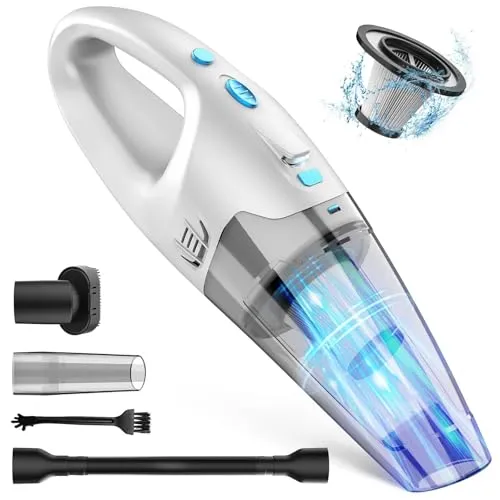 Handheld Vacuum Cordless,Car Hand Vacuum Cleaner,Dust Busters Cordless Rechargeable with LED Light/Multi Accessories/Washable Filter,1.6lbs Mini Portable Vacuum Cleaner for Home Office Car Pet