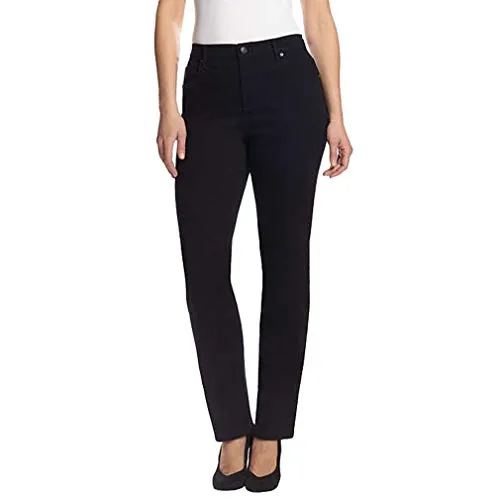 Gloria Vanderbilt Women's Amanda Classic High Rise Tapered Jean Standard, Black-DS, 14 Short