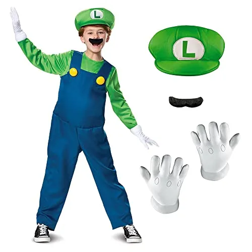 Disguise Nintendo Luigi Deluxe Boys' Costume,Green, L (10-12)