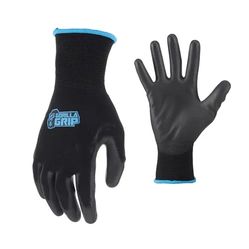 Gorilla Grip Gloves, Max Grip, All Purpose Work Gloves, Slip Resistant, Nylon Shell, Large, 1 Pair