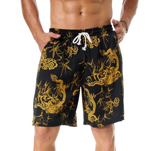 BEUMOY Men's Swim Trunks Shorts Swimwear Bathing Suits Beach Quick Dry Surfing Summer Funny Print Shorts with Drawstring